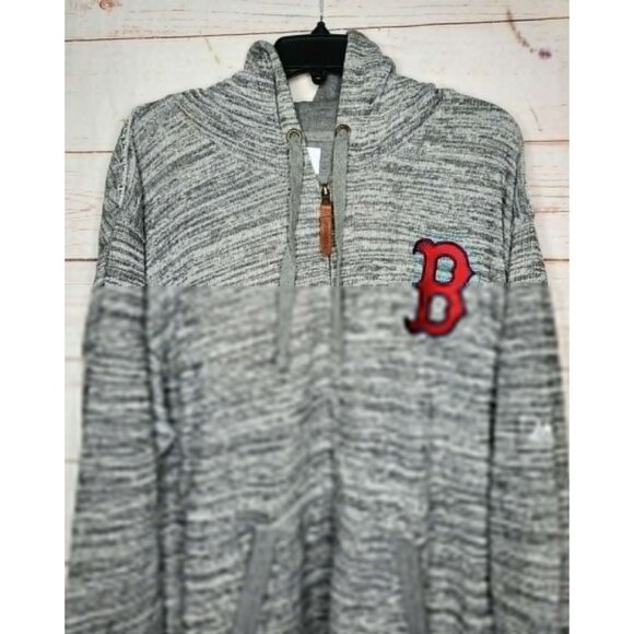 Boston Red Sox Majestic XL Gray Distressed Full Zip Hooded Sweatshirt - Picture 6 of 12